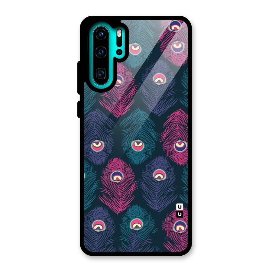 Feathers Patterns Glass Back Case for Huawei P30 Pro