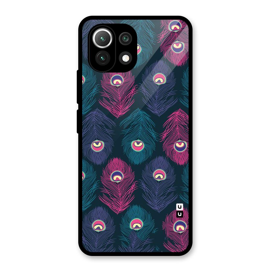 Feathers Patterns Glass Back Case for Mi 11 Lite