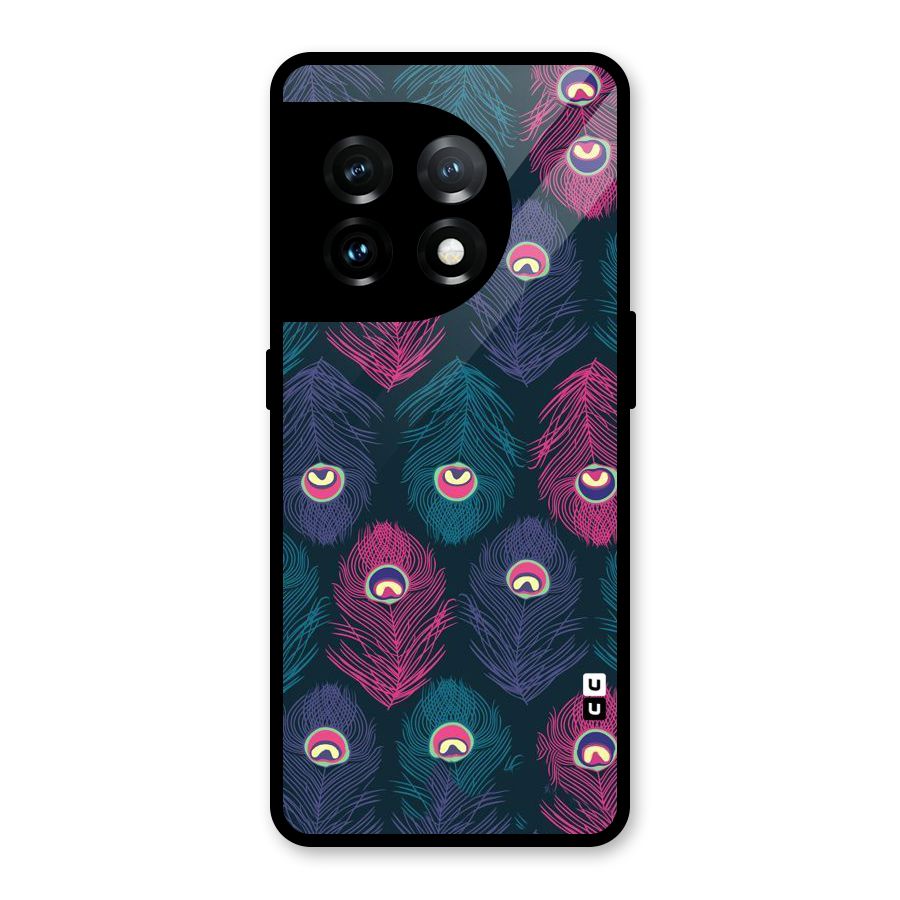 Feathers Patterns Glass Back Case for OnePlus 11
