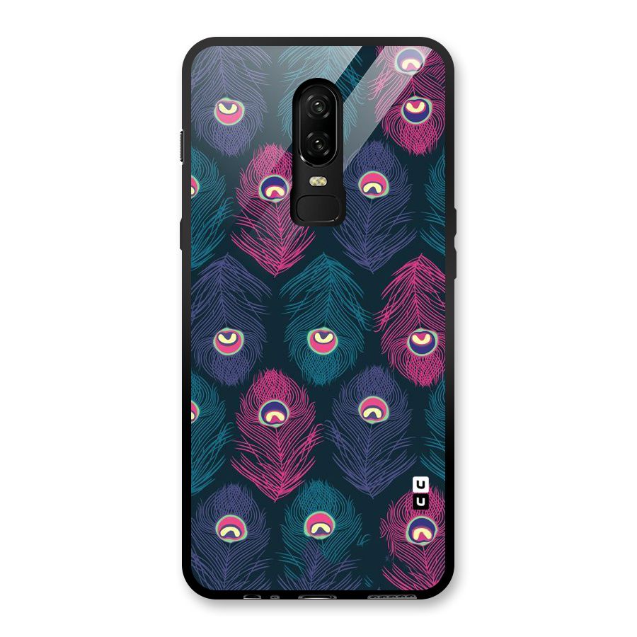 Feathers Patterns Glass Back Case for OnePlus 6