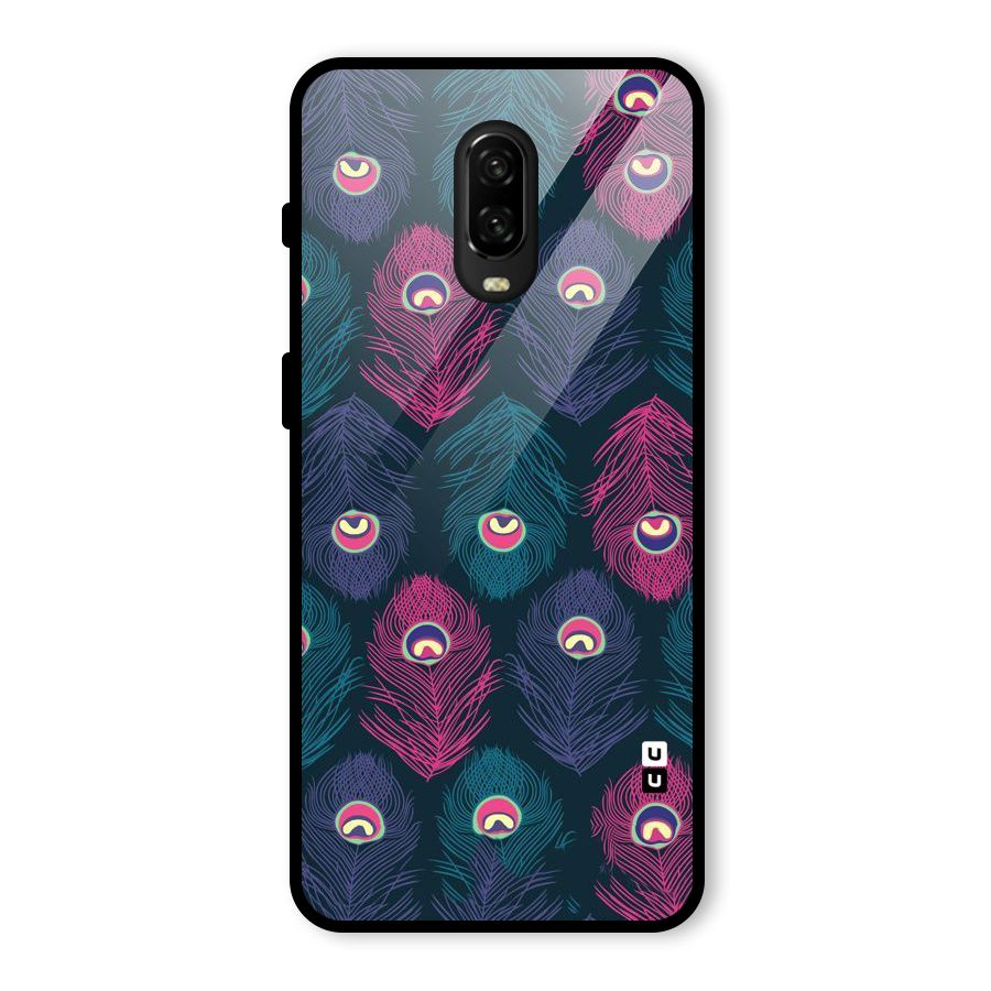 Feathers Patterns Glass Back Case for OnePlus 6T