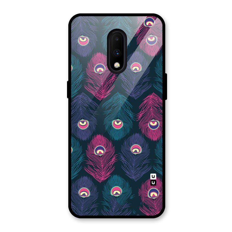 Feathers Patterns Glass Back Case for OnePlus 7