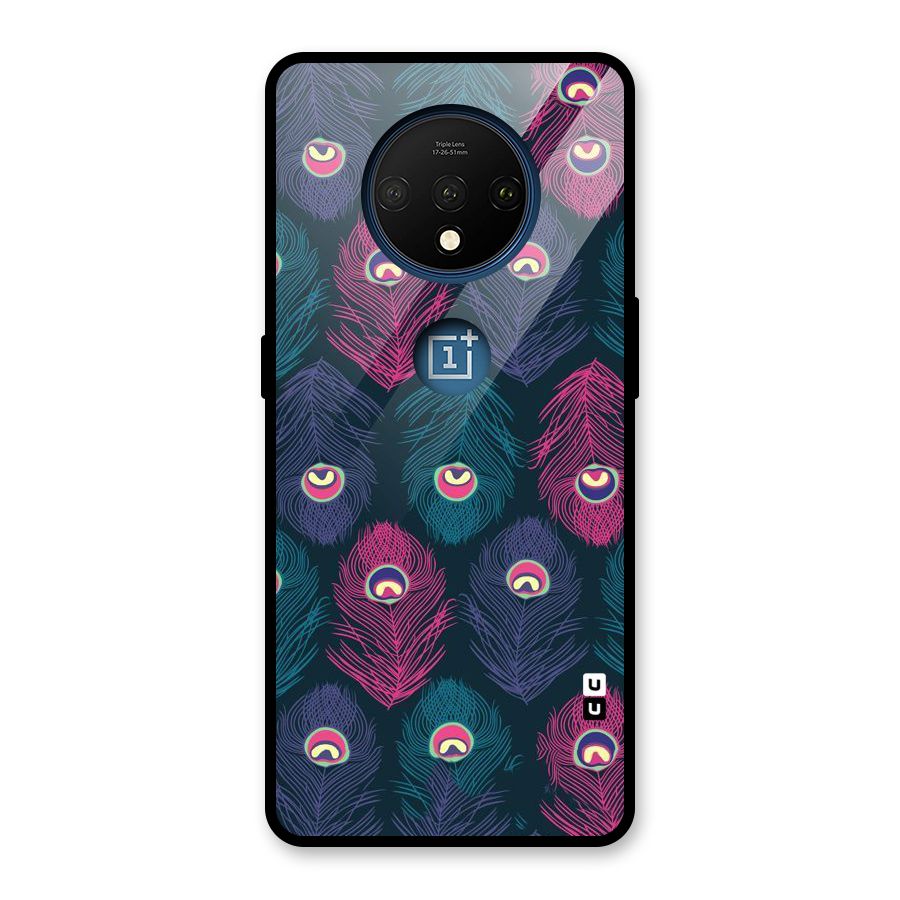 Feathers Patterns Glass Back Case for OnePlus 7T