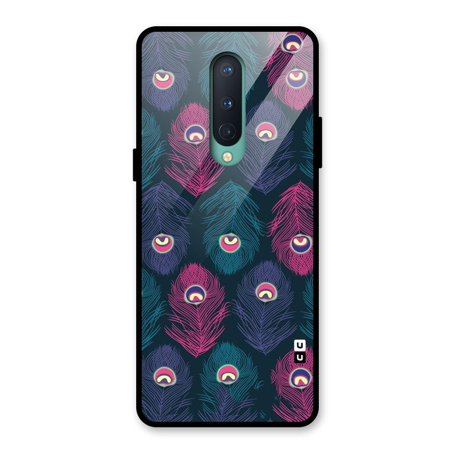 Feathers Patterns Glass Back Case for OnePlus 8