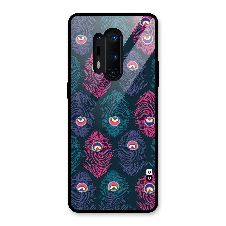 Feathers Patterns Glass Back Case for OnePlus 8 Pro