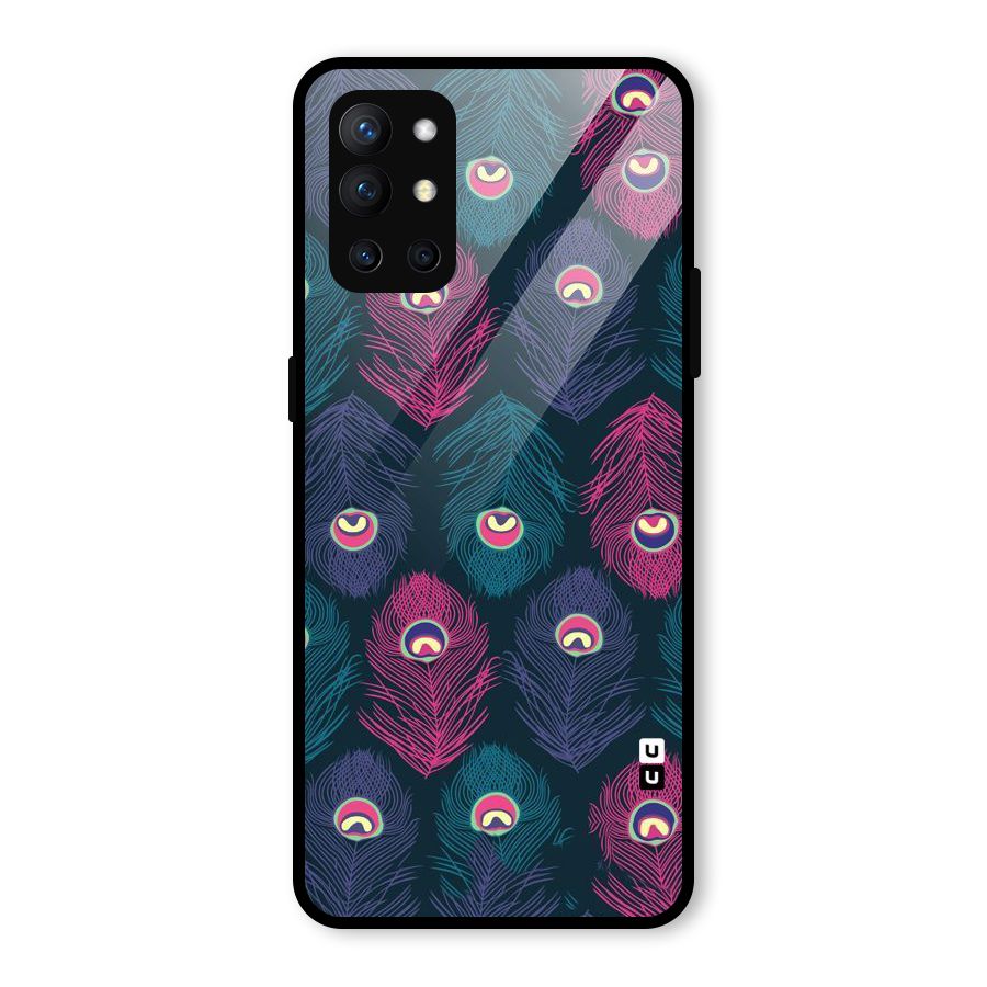 Feathers Patterns Glass Back Case for OnePlus 9R