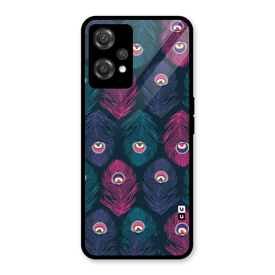 Feathers Patterns Glass Back Case for OnePlus Nord CE 2 Lite 5G