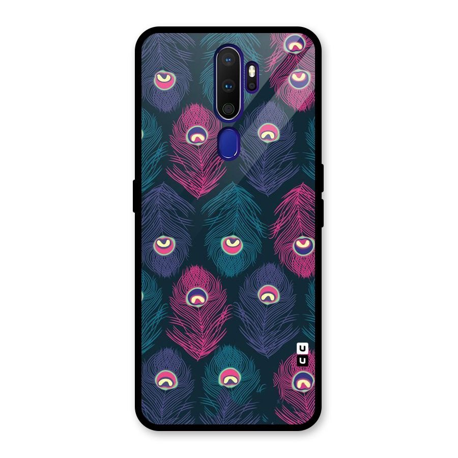 Feathers Patterns Glass Back Case for Oppo A9 (2020)