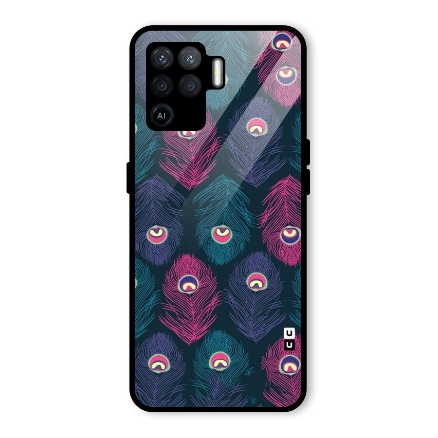 Feathers Patterns Glass Back Case for Oppo F19 Pro
