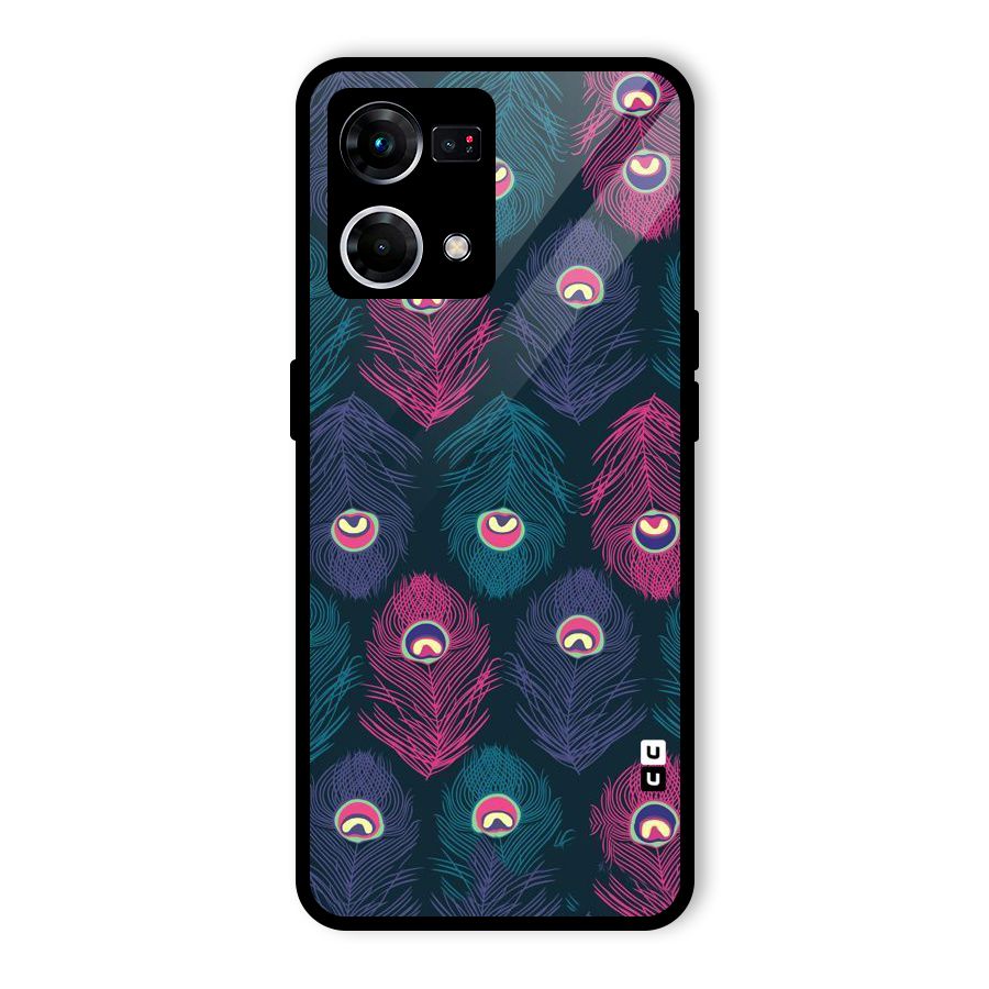 Feathers Patterns Glass Back Case for Oppo F21s Pro 4G