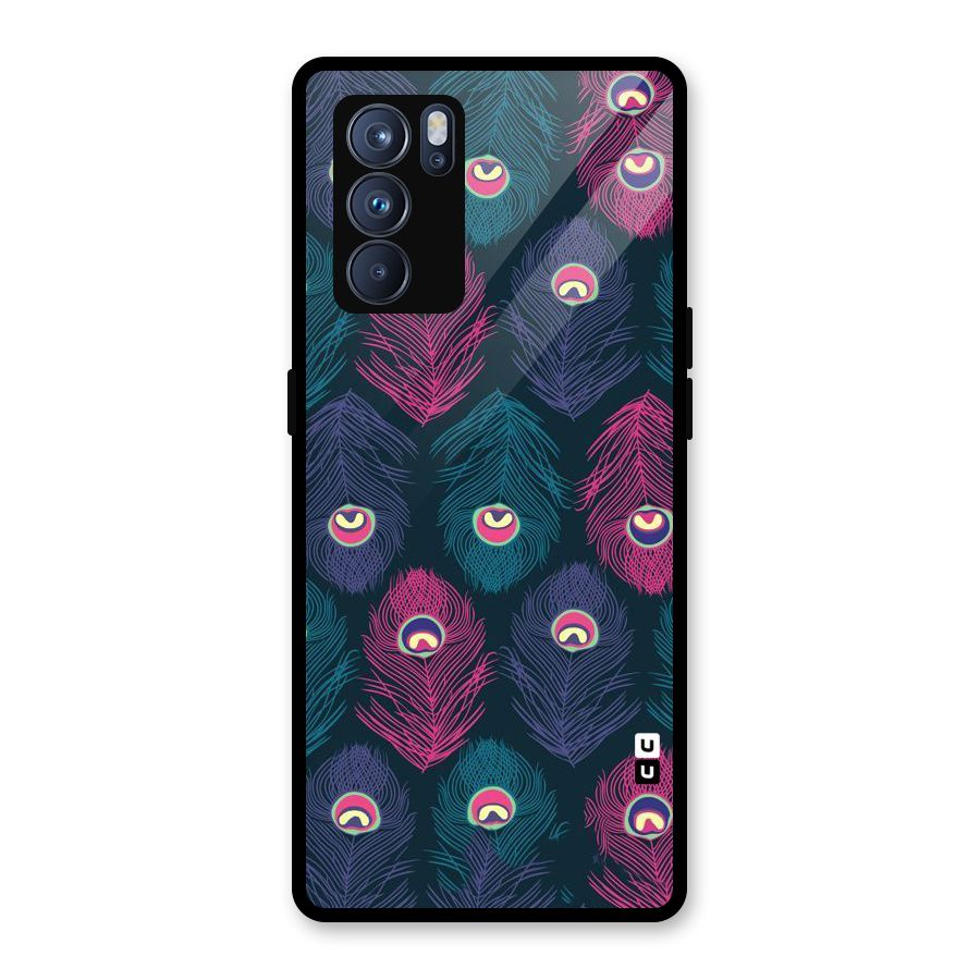 Feathers Patterns Glass Back Case for Oppo Reno6 Pro 5G