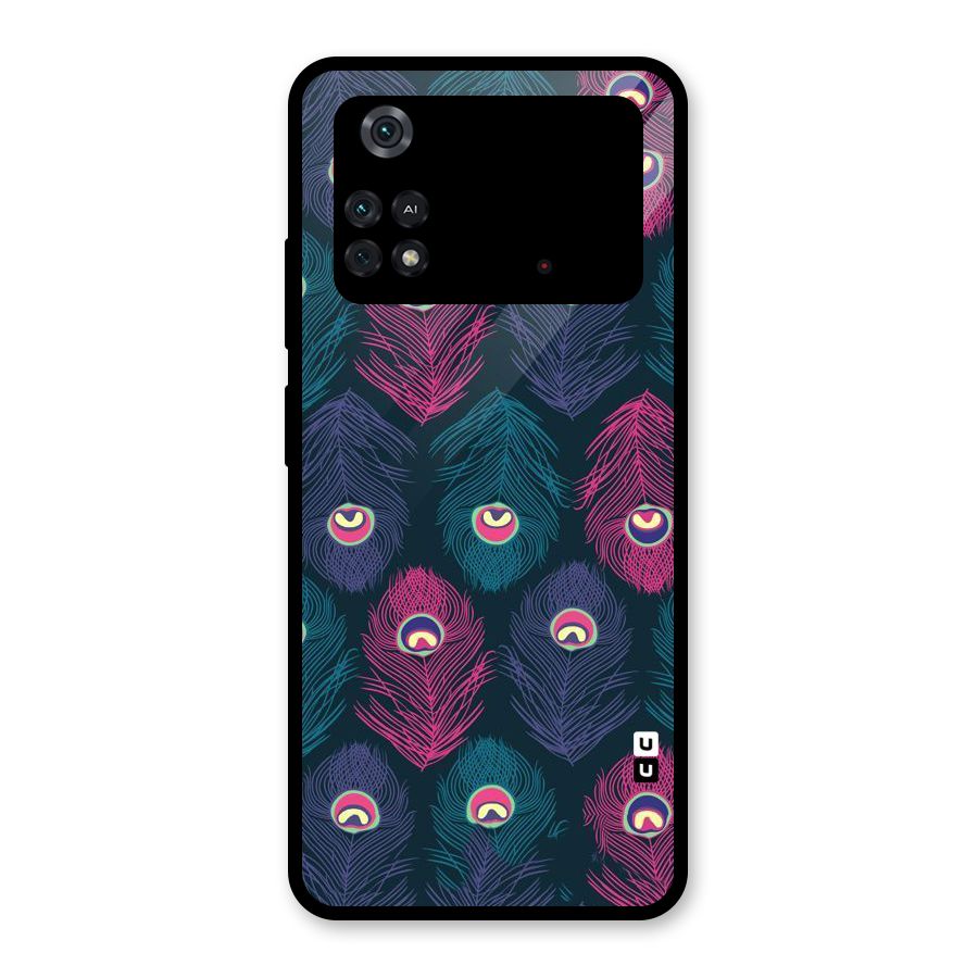 Feathers Patterns Glass Back Case for Poco M4 Pro 4G