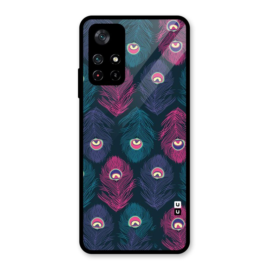 Feathers Patterns Glass Back Case for Poco M4 Pro 5G