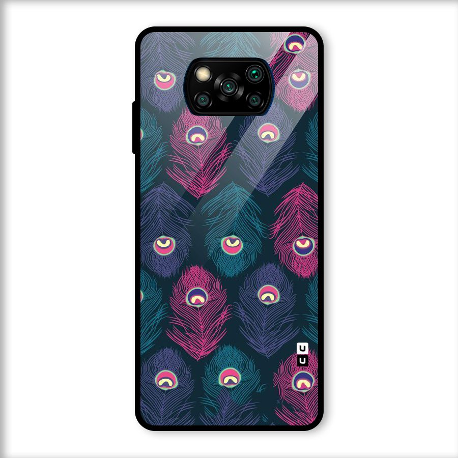 Feathers Patterns Glass Back Case for Poco X3