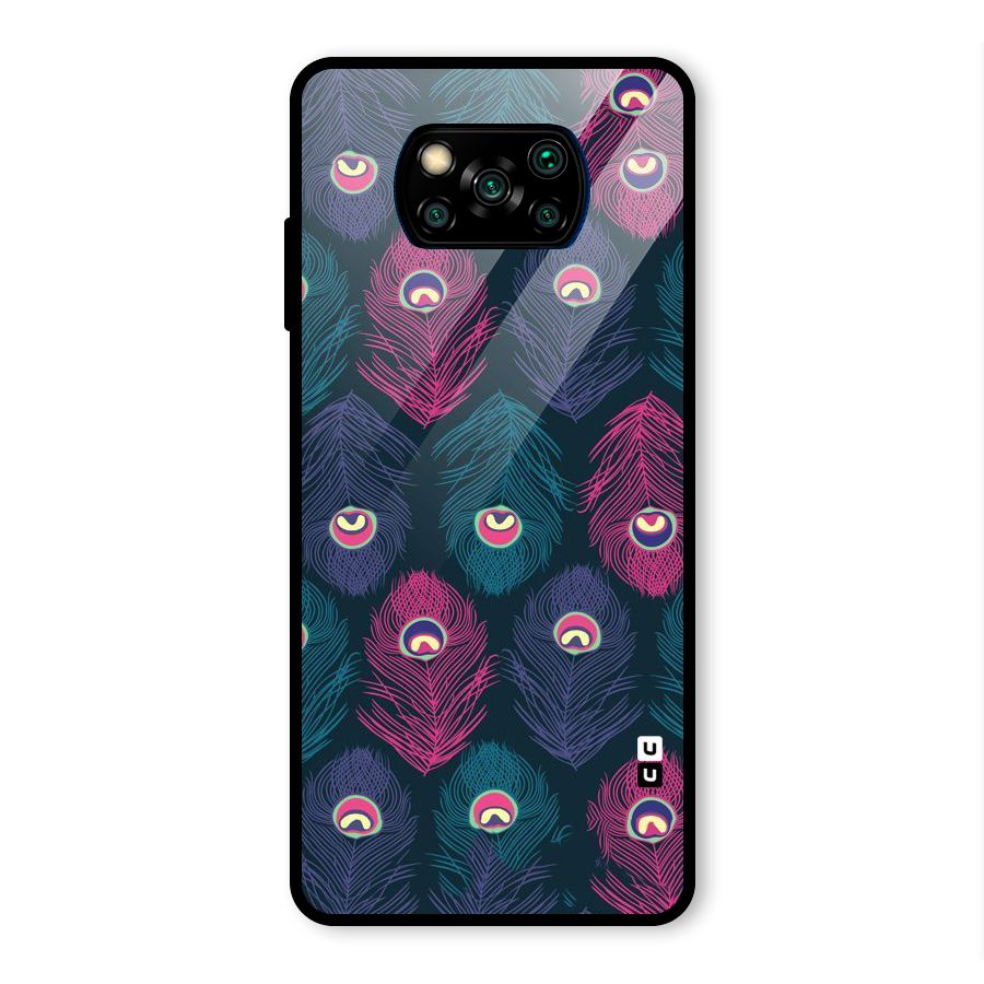 Feathers Patterns Glass Back Case for Poco X3 Pro