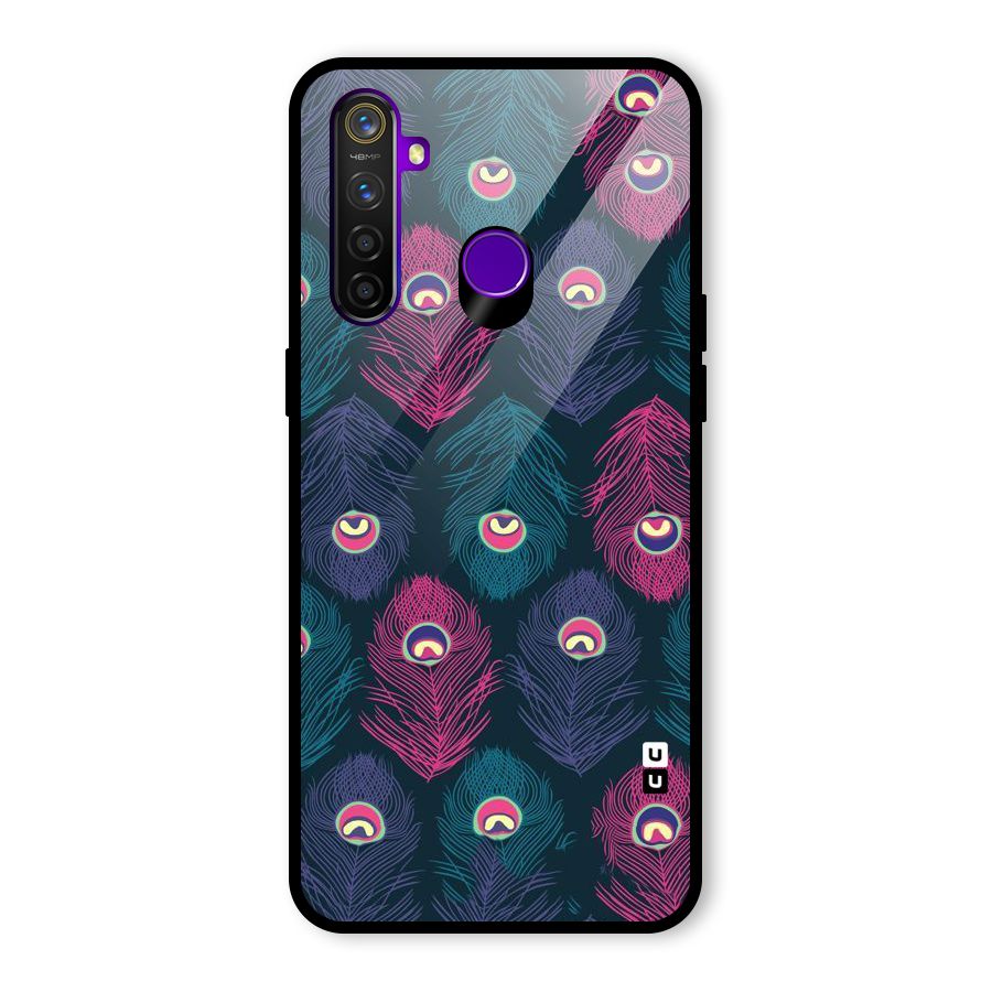 Feathers Patterns Glass Back Case for Realme 5 Pro