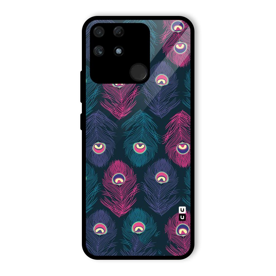 Feathers Patterns Glass Back Case for Realme Narzo 50A