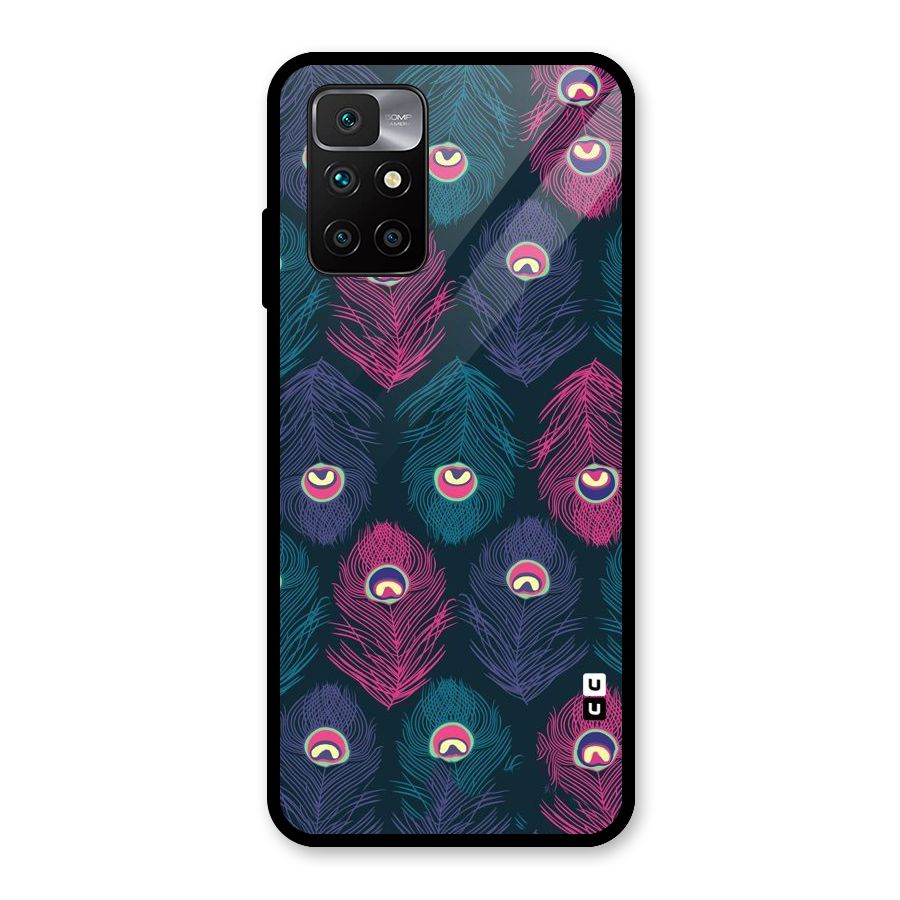 Feathers Patterns Glass Back Case for Redmi 10 Prime