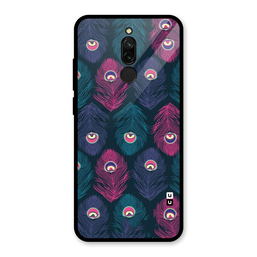 Feathers Patterns Glass Back Case for Redmi 8