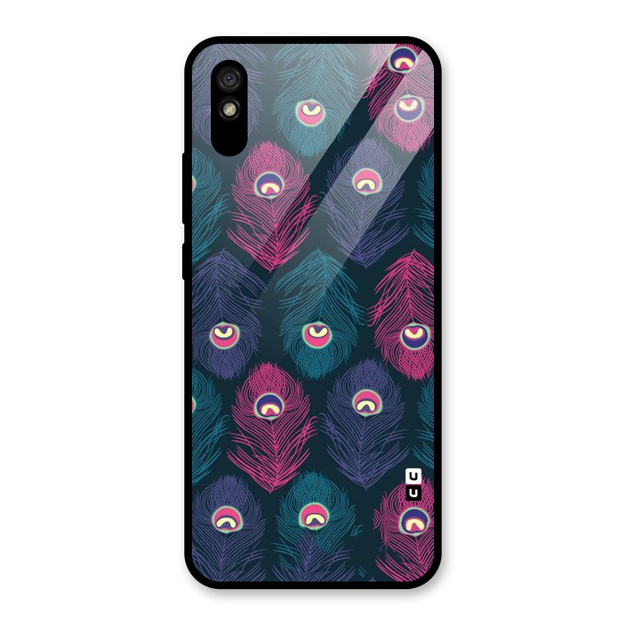 Feathers Patterns Glass Back Case for Redmi 9A