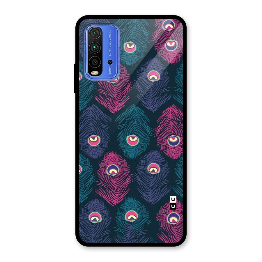 Feathers Patterns Glass Back Case for Redmi 9 Power