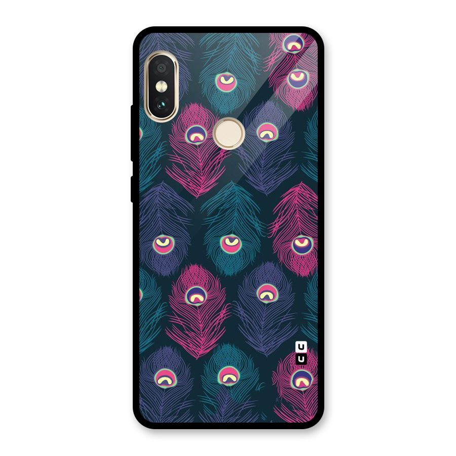 Feathers Patterns Glass Back Case for Redmi Note 5 Pro