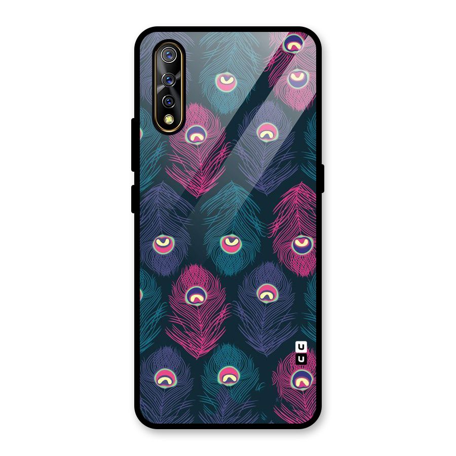 Feathers Patterns Glass Back Case for Vivo S1