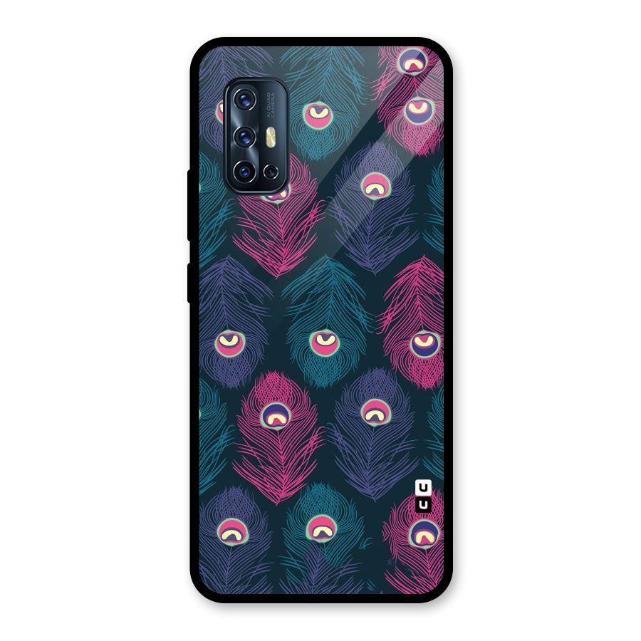 Feathers Patterns Glass Back Case for Vivo V17