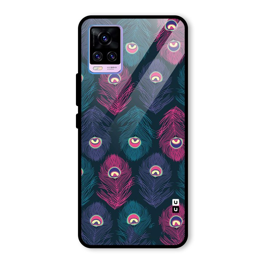 Feathers Patterns Glass Back Case for Vivo V20 Pro