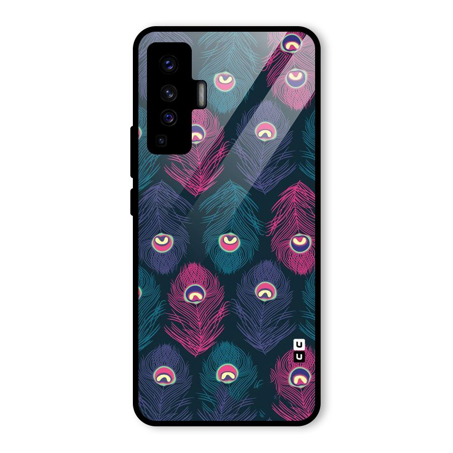 Feathers Patterns Glass Back Case for Vivo X50