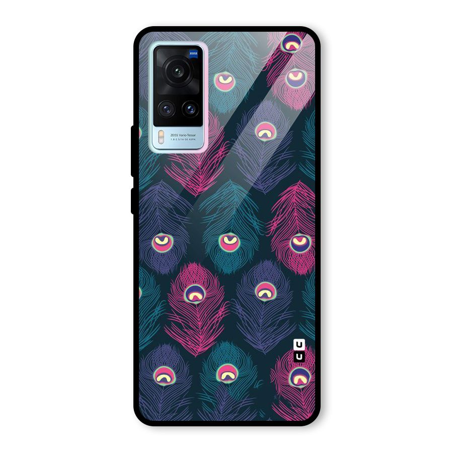 Feathers Patterns Glass Back Case for Vivo X60