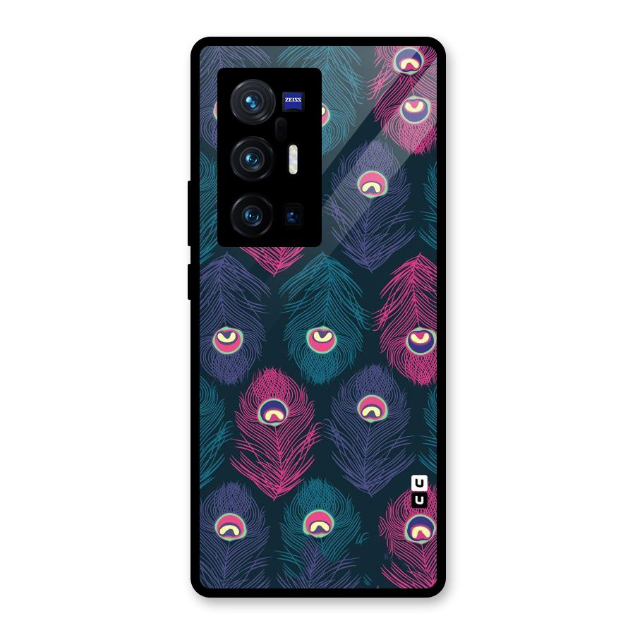 Feathers Patterns Glass Back Case for Vivo X70 Pro Plus