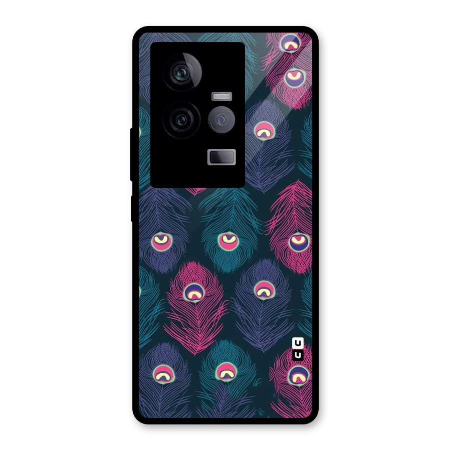 Feathers Patterns Glass Back Case for Vivo iQOO 11 5G