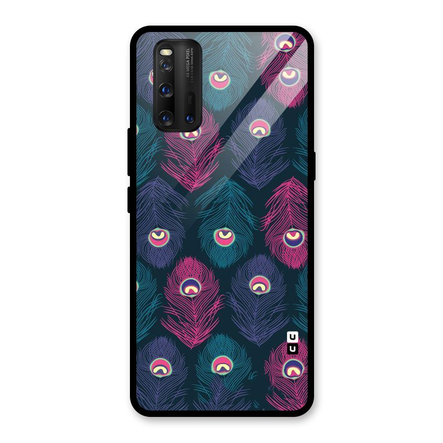 Feathers Patterns Glass Back Case for Vivo iQOO 3