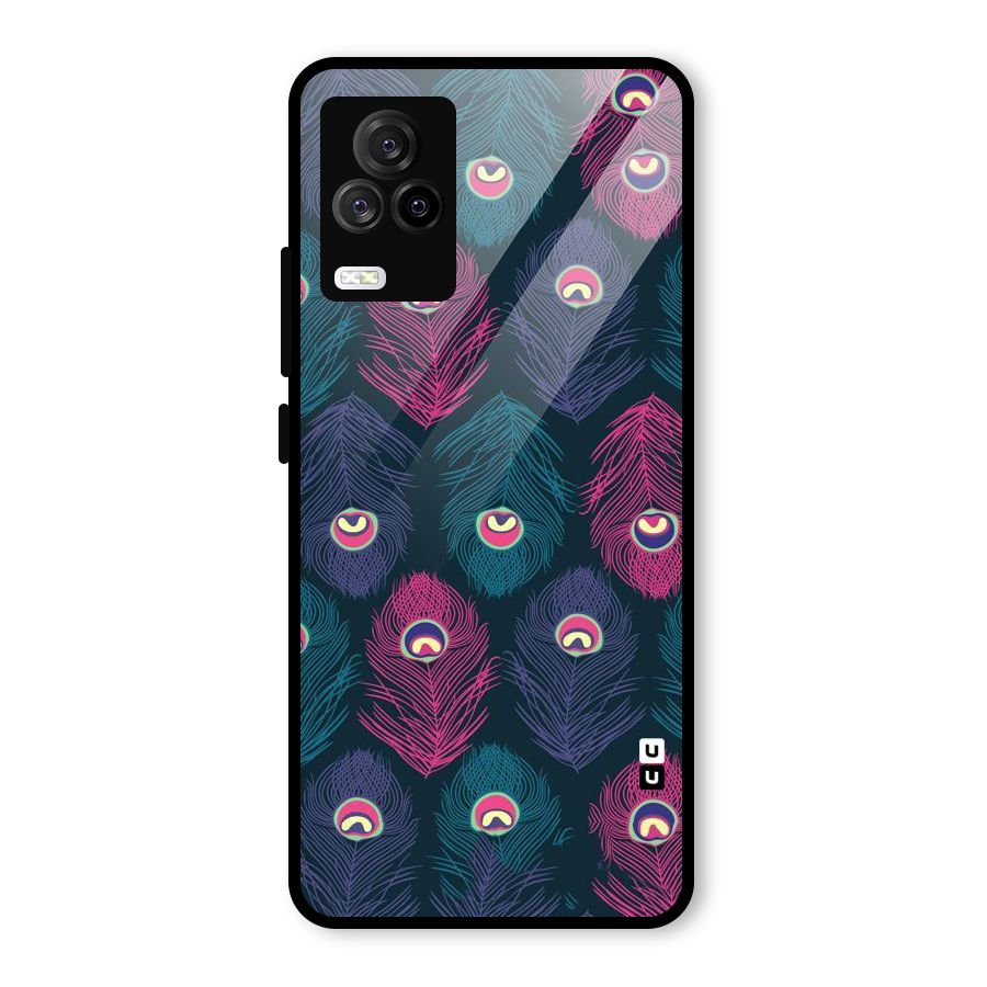 Feathers Patterns Glass Back Case for Vivo iQOO 7 Legend 5G