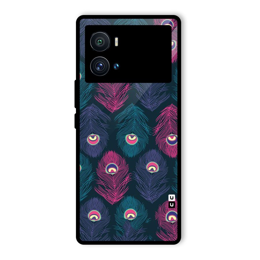 Feathers Patterns Glass Back Case for Vivo iQOO 9 Pro