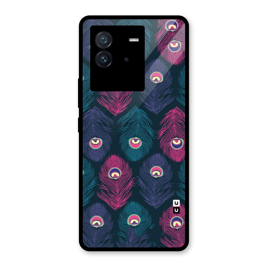 Feathers Patterns Glass Back Case for Vivo iQOO Neo 6 5G
