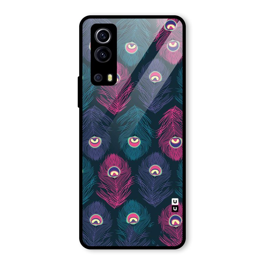 Feathers Patterns Glass Back Case for Vivo iQOO Z3