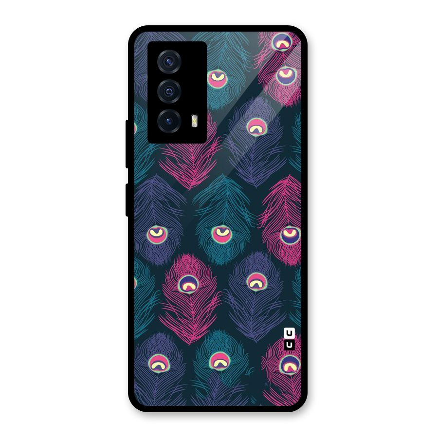 Feathers Patterns Glass Back Case for Vivo iQOO Z5