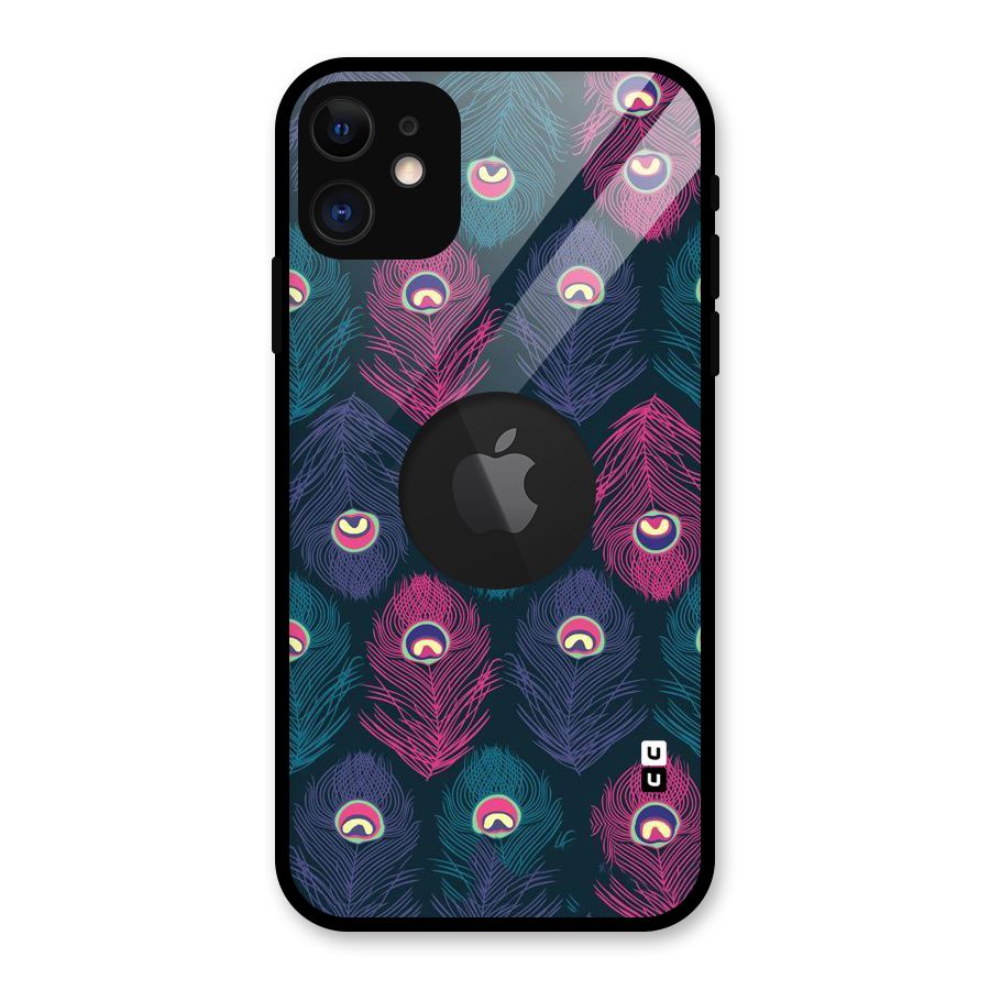 Feathers Patterns Glass Back Case for iPhone 11 Logo Cut