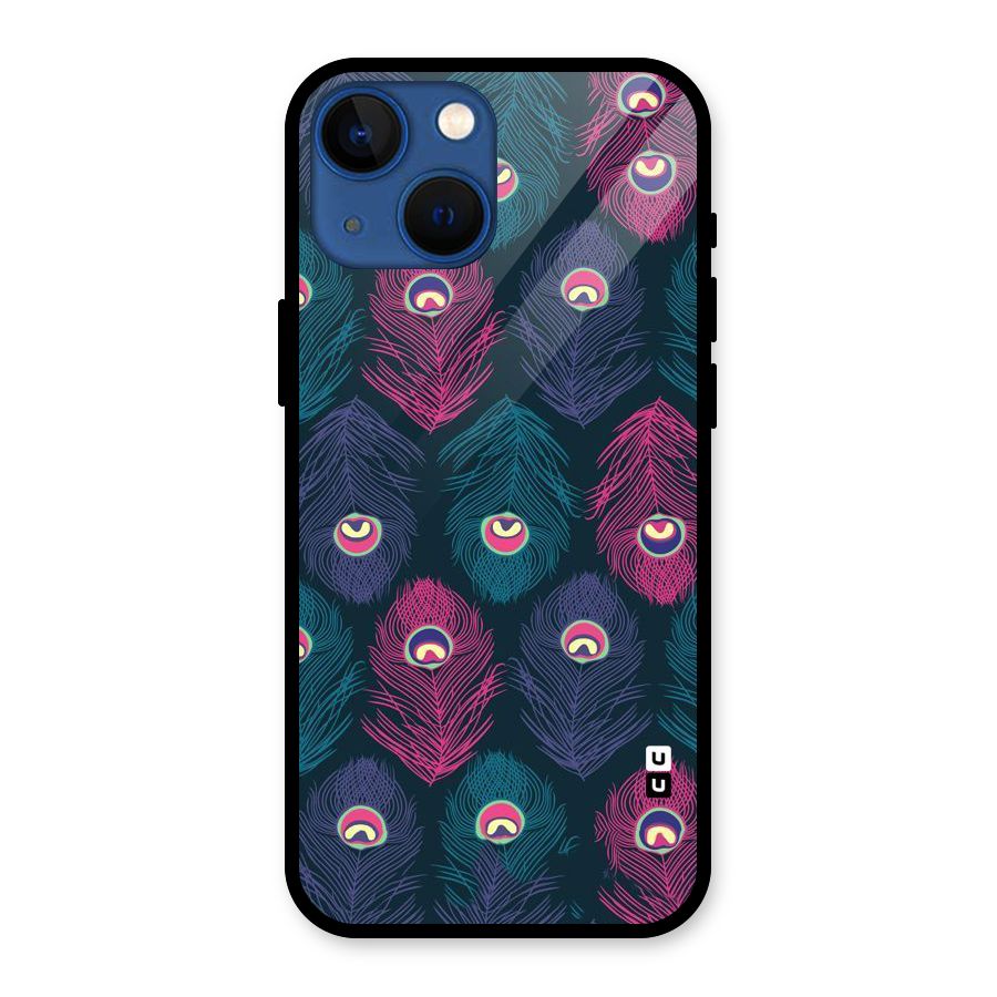 Feathers Patterns Glass Back Case for iPhone 13 Mini