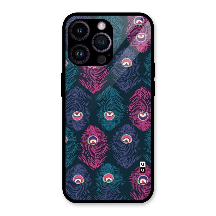 Feathers Patterns Glass Back Case for iPhone 14 Pro Max