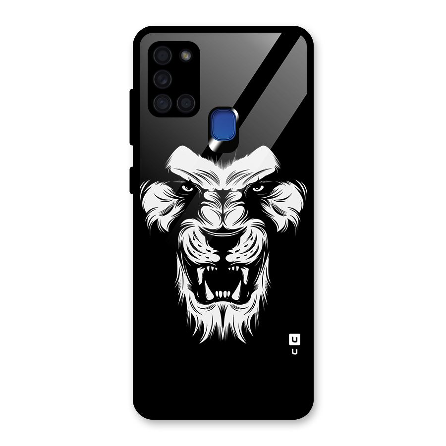Fierce Lion Digital Art Glass Back Case for Galaxy A21s