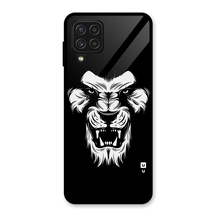 Fierce Lion Digital Art Glass Back Case for Galaxy A22 4G