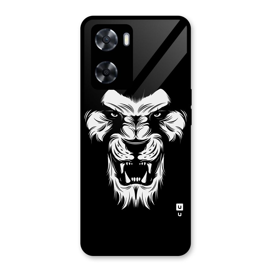 Fierce Lion Digital Art Glass Back Case for Oppo A57 2022