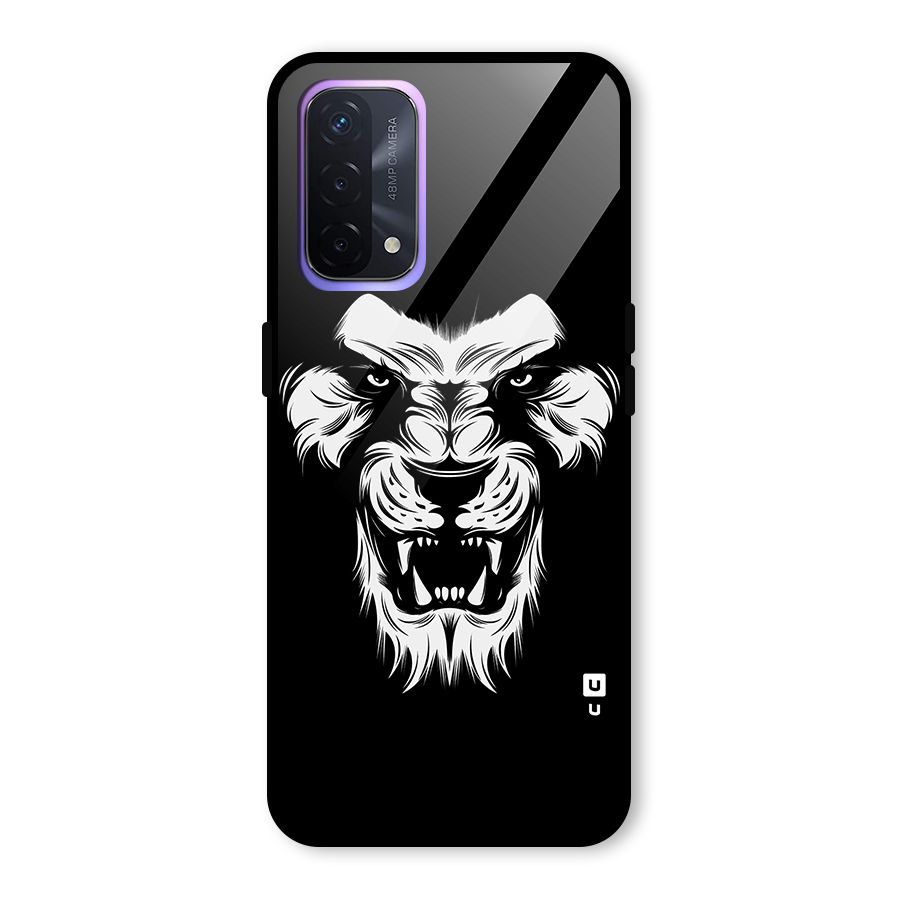 Fierce Lion Digital Art Glass Back Case for Oppo A74 5G