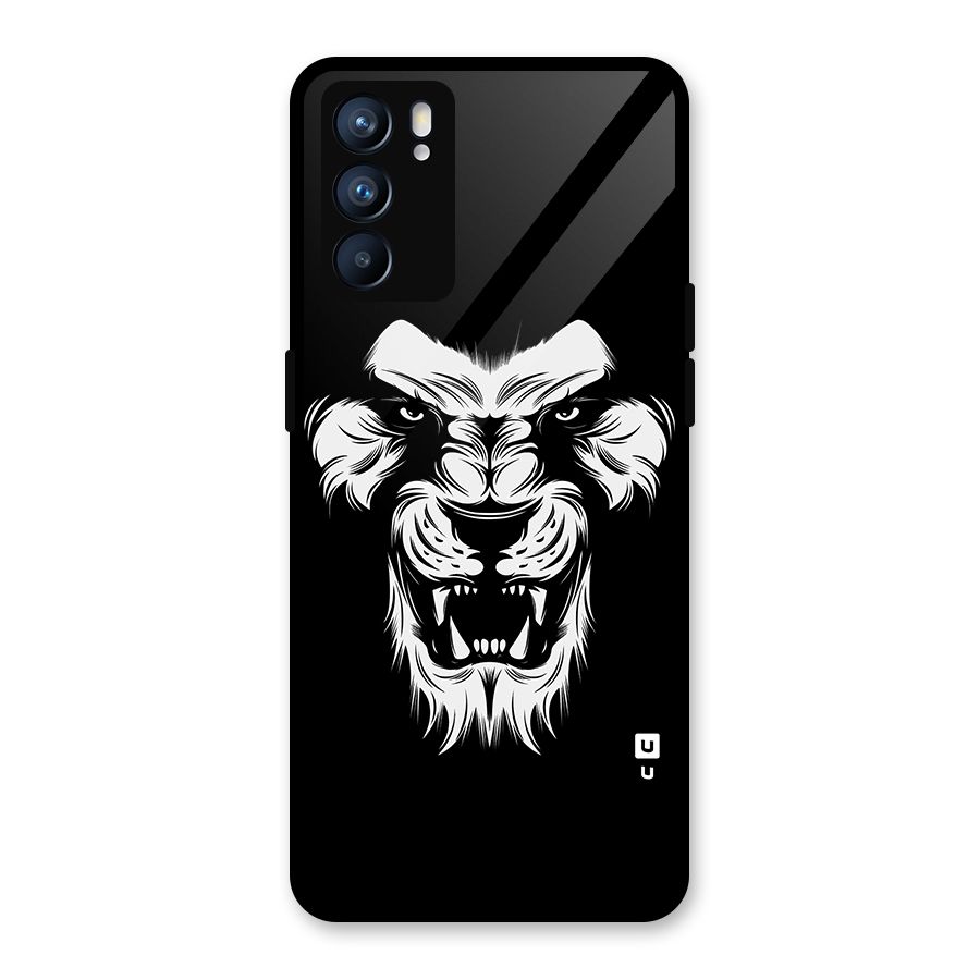 Fierce Lion Digital Art Glass Back Case for Oppo Reno6 5G