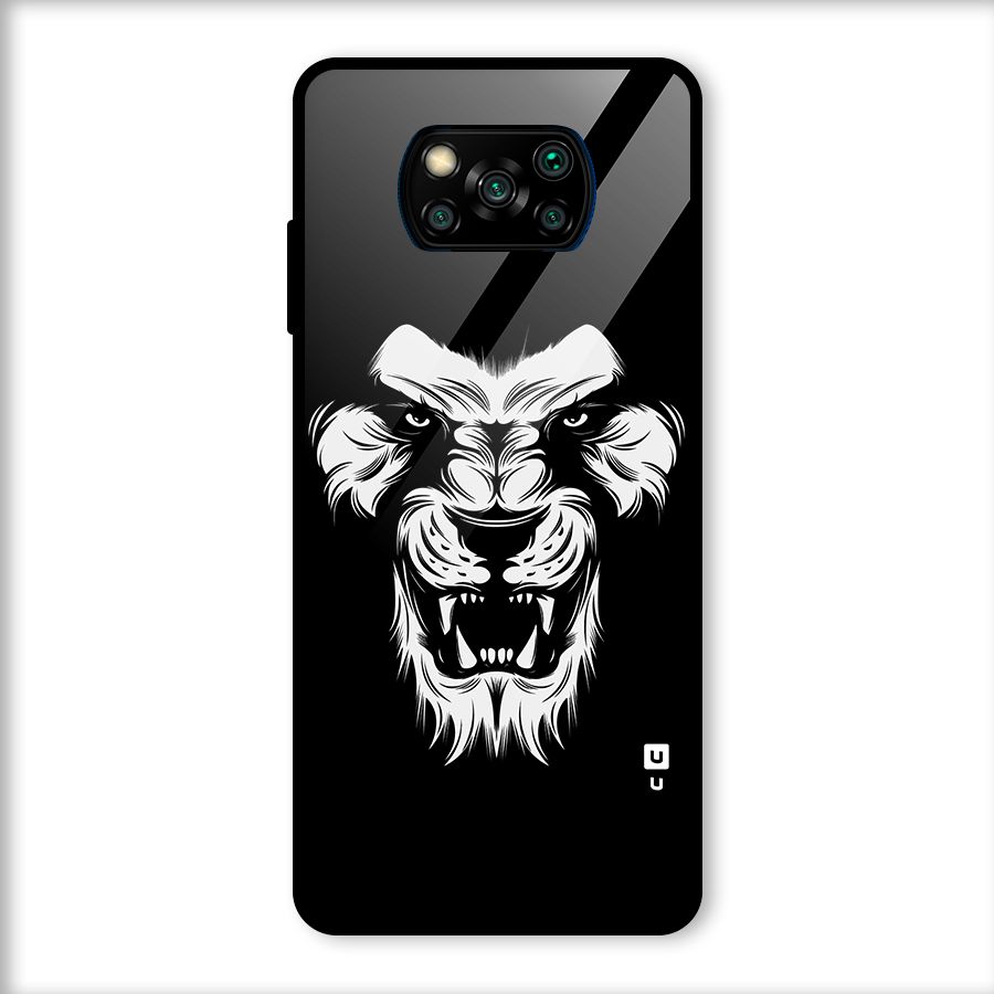 Fierce Lion Digital Art Glass Back Case for Poco X3
