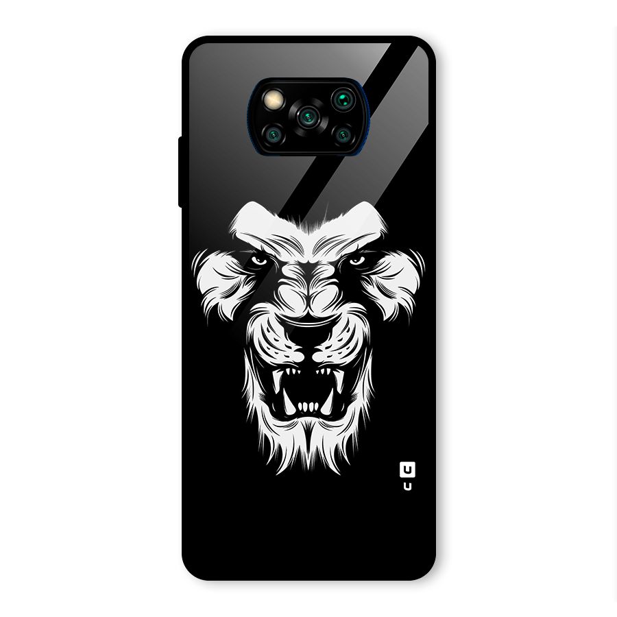 Fierce Lion Digital Art Glass Back Case for Poco X3 Pro