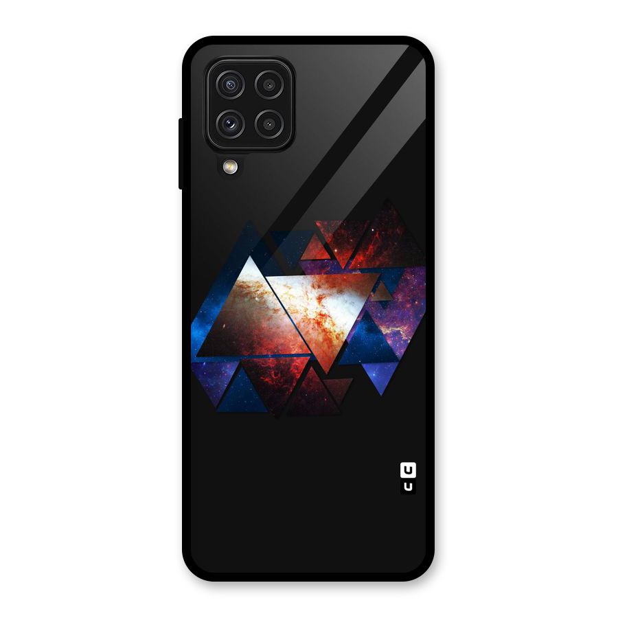 Fire Galaxy Triangles Glass Back Case for Galaxy A22 4G